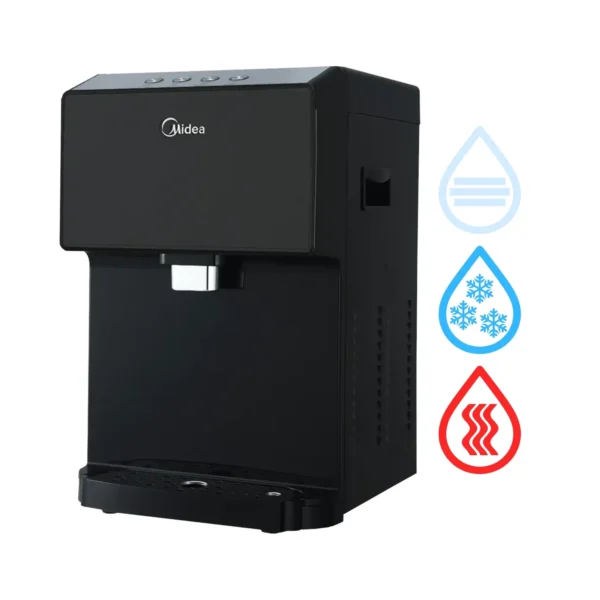 Dystrybutor wody Midea JS1844T czarny nablatowy z funkcją zimnej, gorącej i pokojowej wody